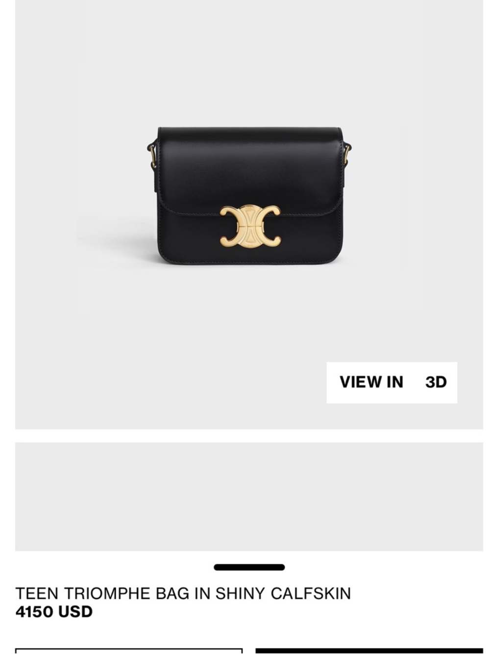 Celine Teen Triomphe Bag Black in Shiny Calfskin Mint Condition